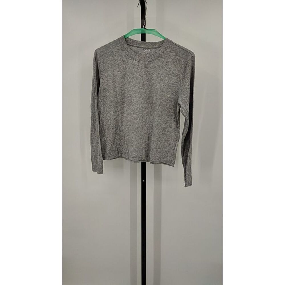 Quince Women Stretch Cotton Jersey Fitted Long Sleeve T-Shirt Gray S